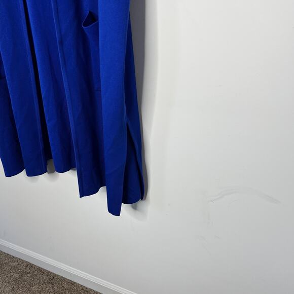 Misook Vest Womens 1X Blue Longline Open Front Duster Knit Pockets Sleeveless - Picture 6 of 10